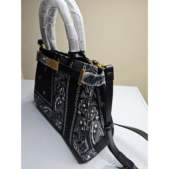 NDG Jeanne 300MM Black Bandana Top Handle Bag Women Pocketbook - Picture 5 of 14